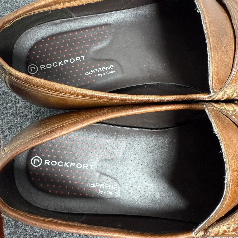 Rockport Mens 10.5M Brown Leather Penny Loafers adiPRENE Slip On Comfort K58464